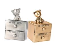 DECORNIJIA 2 pièces Boîte à Dents de Lait Garçon Fille Métal Doré et Argenté Coffret Souvenir pour Premières Dents et Boucles Rangement pour Souvenirs Cadeau Naissance Garçon Fille