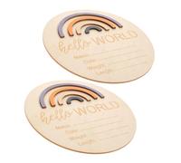 DECORNIJIA 2 pièces Cartes Étapes Bois Rondes Panneau Annonce Naissance avec Prénom Décor Arc-ciel et Pratique pour Annoncer la Naissance Couleur Aléatoire Couleur Aléatoire