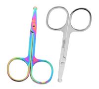 DECORNIJIA 2 pièces Ciseaux à Nez et Sourcils Inoxydables Lames Précises et Pointe Arrondie Sécurisée pour Poils Nez Barbe et Visage Kit de Toilettage Homme Femme