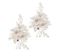DECORNIJIA 2 Pièces Clips Cheveux Mariage Ornements Floraux avec Perles Synthétiques Barrettes Fleuries pour Mariée et Demoiselles d'Honneur Accessoires Coiffure Élégants pour Femmes et