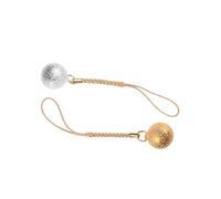DECORNIJIA 2 pièces Clochettes Ronde avec Pompon Suspendu Accessoires DIY pour Téléphone Portable et à Dos Style Couleurs Doré et Motif Grain de Rideaux
