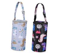DECORNIJIA 2 Pièces Étui Isotherme pour Biberon avec Motif Dessin Animé Porte-biberon Thermique Suspendu pour Poussette (1 Foncé + 1 Gris)