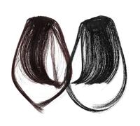 DECORNIJIA 2 pièces Frange Clip Fake avec Temples Extensions Cheveux Naturels Fausse Frange Invisible et Fine Volume et Style pour Usage et Événements