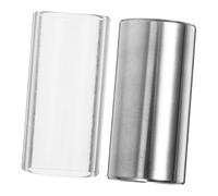 DECORNIJIA 2 Pièces Guitar Slide Medium Bottleneck Verre Transparent et Acier Inoxydable Argenté pour Guitare et Basse Accessoire avec Sustain et Intonation Claire
