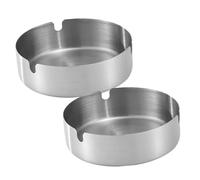 DECORNIJIA 2 pièces Lot de Cendriers Acier Inoxydable Épais Cendrier de Table Résistant Aux Chutes pour Usage Intérieur et Extérieur Moderne pour Maison Bureau et Restaurant