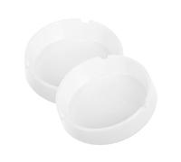DECORNIJIA 2 pièces Lot de Cendriers Blancs Plastique Rond Antichoc Résistant Chaleur Facile à Nettoyer pour Intérieur et Extérieur Bureau Café et Terrasse