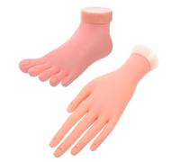 DECORNIJIA 2 pièces Mannequin de Pratique Ongles Main Gauche et Pied Factice Flexible pour Nail Art Entraînement Manucure Pédicure Accessoire Prothésiste Ongulaire Couleur Couleur Aléatoire