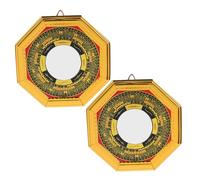 DECORNIJIA 2 Pièces Miroir Bagua Feng Shui Alliage Lot de Protection Énergétique pour Bureau Maison Positive et Décoration Traditionnelle Chinoise