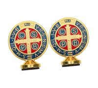 DECORNIJIA 2 pièces Ornement Croix Saint Benoît Alliage Décorations de Noël Chrétiennes pour Sapin et Bureau Design Coloré pour Maison et Église