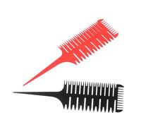 DECORNIJIA 2 pièces Peigne de Coiffure Multifonction Professionnel Outil de Coloration Stylisme Queue Fine pour Mèches et Séparation Précise Rouge et Noir Élégant
