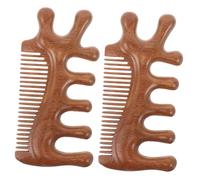 DECORNIJIA 2 Pièces Peigne de Massage Bois pour et Visage Peigne Multifonctionnel Ergonomique avec Crochet Nez et Grattoir Yeux pour Relaxation et Stimulation Circulatoire