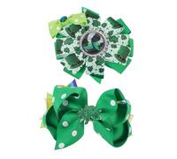 DECORNIJIA 2 pièces Pince à Cheveux Trèfle Nœud pour Garçon Fille Accessoire St Patrick Solide Tissu et Métal Facile à Fixer pour Fête et Parade