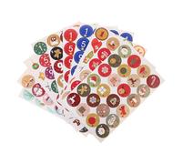 DECORNIJIA 20 Feuilles Autocollants Ronds Noël Étiquettes Chiffres Kraft Scellants Décorations Fêtes
