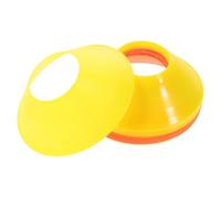 DECORNIJIA 20 pièces Cônes Mini Ronds Flexibles pour Entraînement Football Disques de Marquage Jaune et Orange Amélioration et Techniques Sécurité sans Bords Tranchants Faciles à Transporter