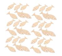 DECORNIJIA 200 Pièces Fish Wood Craft Coastal Wall Art Nautical Hanging Ornaments Mediterranean Style For Home Bathroom Bedroom Diy Paintable Wooden Fish Decor