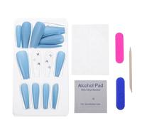 DECORNIJIA 24 Pièces Lot de Faux Ongles Pleine Couverture Bleu Ciel avec Paillettes et Effet Résistants et Ultra-fins Accessoires DIY pour Femmes Manucure Élégante