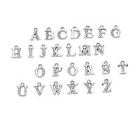DECORNIJIA 26 pièces Pendentifs Alphabet Décoratifs Alliage Blanc K Lettres Anglaises Délicates pour Création de Bijoux DIY Accessoires Suspendus pour Colliers Bracelets Boucles Oreilles et