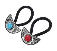 DECORNIJIA 2pièces Élastiques à Cheveux Métalliques Vintage Pour Queue De Cheval Accessoires Décoratifs Pour Femmes Et Filles Avec Fleurs Relief Pour Coiffures Élégantes Et Occasions