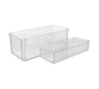 DECORNIJIA 2pièces Organisateur De Tiroir Extensibles Bac De Rangement Plastique Transparent pour Cosmétique Séparateur Réglable Cuisine Salle De Bain