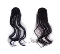DECORNIJIA 2Pièces Perruque Bang Fausse Frange Ondulée Fibres Synthétiques Température Noir Naturel Noir pour Usage et Fêtes
