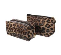 DECORNIJIA 2pièces Trousse De Maquillage Léopard Portable Set pour Filles Trousse De Toilette avec Fermeture Éclair