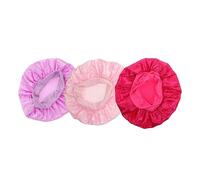 DECORNIJIA 3 pièces Bonnet de Nuit Garçon Fille Large Bord Confortable et Respirant Chapeaux Élastiques Couleur Candy pour Dormir Rose Rose