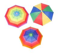 DECORNIJIA 3 pièces Chapeau Parapluie avec Bande Élastique Protection pour Activités Extérieures Plage Jardinage et Ajustable Adulte Modèles Arc Ciel Pastèque et Rayé