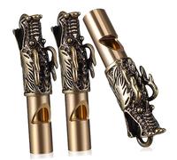 DECORNIJIA 3 pièces Lot de Sifflets Laiton Dragon Porte Clés Sonore Urgence pour Camping Randonnée et Survie Petit Sifflet Pratique et Durable