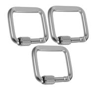 DECORNIJIA 3 Pièces Mousquetons Carrés Argenté Lot de Boucles de Sécurité Durables pour Camping Alpinisme et Porte-clés Polyvalents