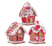 DECORNIJIA 3 Pièces Ornements Maison Pâte à Modeler Lumineuse Gingerbread pour Sapin de Noël avec Cordon Décorations Suspendues Festives pour Fête de Noël et Ambiance Chaleureuse