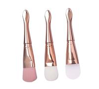 DECORNIJIA 3 pièces Pinceaux Visage pour Masque Silicone Doux Applicateurs Double Tête avec Manche Rose Doré Brosses Soin Peau Pratiques et Durables