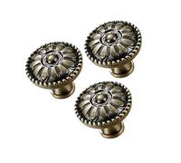 DECORNIJIA 3 Pièces Poignée de Meuble Style Champignon Alliage Bouton Rond pour Tiroir et Placard Lot de Installation Facile Design Vintage pour Cuisine et Chambre Bronze