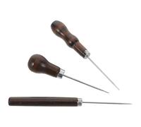 DECORNIJIA 3 Pièces Poinçons pour Cuir 3 Pièces avec Manche en Bois, Outils de Poinçonnage Robustes pour Couture et Réparation, Perforateurs Précis pour Maroquinerie, Fabrication