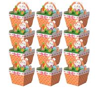 DECORNIJIA 30 Pièces Boîtes à Bonbons Lapin Papier Cartoon avec Anses Décorations de Pâques Paniers pour Friandises et Goûters Boîtes Cadeaux pour Chasse Aux Œufs et Fêtes Anniversaire