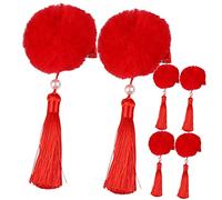 DECORNIJIA 3paires Pince à Cheveux Pompon Avec Frange Accessoire Traditionnel Chinois Pour Filles Parfait Pour Fêtes Quotidien Embellit Les Coiffures Avec Style