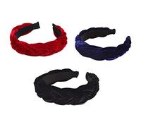 DECORNIJIA 3pièces Bandeau Vintage Tressé Pour Femmes Filles Rouge Noir Bleu Roi Lot De Coiffe Cheveux