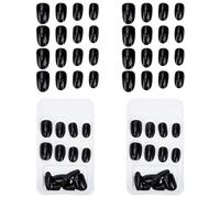 DECORNIJIA 4 Ensembles Faux Ongles Press Nails Couverture Complète avec Colle pour Femmes et Filles Capsules Ongles Filles Autocollantes Couleur Unie à Coller Simple et Rapide