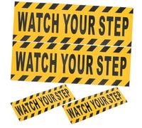 DECORNIJIA 4 pièces Autocollants Sol Antidérapants Watch Your Step Noir et Jaune Signalisation Sécurité pour Escaliers et Zones Humides Avertissement pour Prévention des Chutes