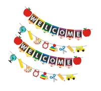 DECORNIJIA 4 Pièces Bannière Welcome Back To School Décoration Accueil pour Rentrée Scolaire et Salle de Classe Suspendue pour Fête Premier Jour Accroche Murale et Fenêtre