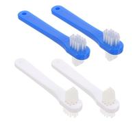 DECORNIJIA 4 pièces Brosse Dent Double Tête Petite pour Prothèses Dentaires Ergonomique et Douce pour Nettoyage Complet des Fausses Dents et Soins Dentaires Adultes