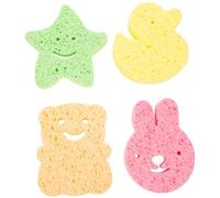 DECORNIJIA 4 pièces Éponge de Bain pour Garçon Fille Éponge Cartoon Douce Gommage Corporel pour Nouveaux Accessoire de Animaux Ours Canard Lapin