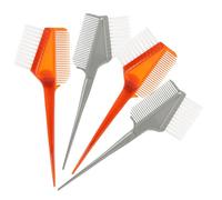 DECORNIJIA 4 pièces Kit Pinceaux Coloration Cheveux Double-face avec Brosse et Peigne Manches Antidérapants Ergonomiques pour Salon et Usage Professionnel Argentés Marron