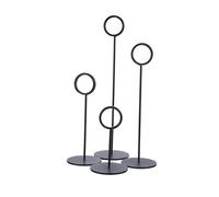 DECORNIJIA 4 Pièces Lot de 4 Porte-Cartes de Numéro de Table en Acier Inoxydable Noir, Hauteur 10Cm, 15Cm, 20Cm et 23Cm, Supports Stables pour Mariage, Banquet, Restaurant et Fête,
