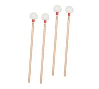 DECORNIJIA 4 Pièces Maillets Timpani Bois à Tête Feutre Blanc Rouge Bâtonnets pour Timbales avec Prise Confortable Accessoires Percussion pour Pur