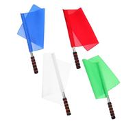 DECORNIJIA 4 Pièces Referee Signal Flags With Stainless Steel Handles And Sponge Grip Lightweight Flags For Soccer Volleyball Rugby Track Events