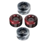 DECORNIJIA 4 pièces Roues de Patins à roulettes PU Résistant Haute Élasticité Mixte Rouge-Noir et Noir-Blanc avec Roulements Remplacement pour roulettes Double Rangée Roues de Roller Lisses