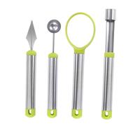 DECORNIJIA 4 pièces Set de Outils de Coupe- Acier Inoxydable pour Fruits Accessoires de Cuisine Manche Ergonomique et Bords Arrondis pour Melon Pastèque et Fruits Variés