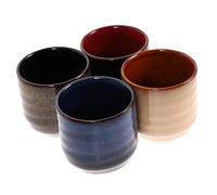 DECORNIJIA 4 pièces Tasses à Thé Céramique Japonaise Résistant Températures Service Rétro Kung Fu pour Amateurs Cérémonie Thé
