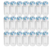 DECORNIJIA 40 Ampoules en Verre Transparentes 10 Ml avec Bouchon Blanc et Bouchon Bleu Flacons de Laboratoire Hermétiques pour Échantillons Stockage Sécurisé en Laboratoire Pack de 40