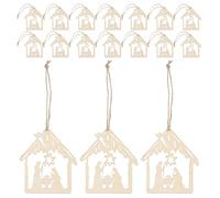 DECORNIJIA 40 Pièces 40 Décorations de Noël Chrétiennes en Bois Brut Tranches de Bois Vierges 40 Pièces Ornement Suspendu Représentant la Nativité pour Sapin, Déco Table et Scène Religieuse